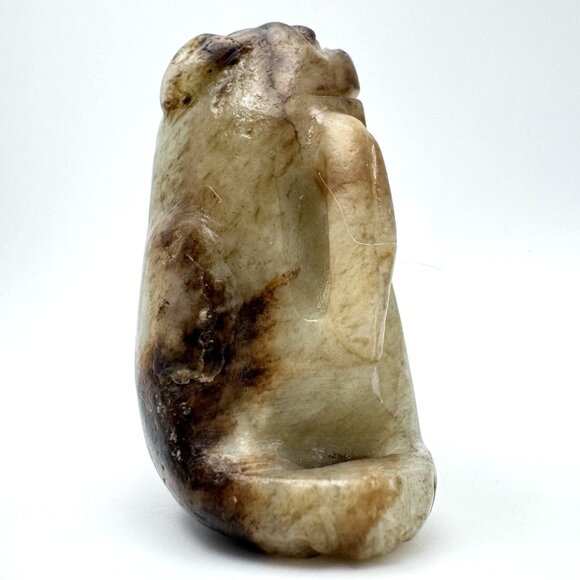 17 c ? Jade Carved Mythical Beast Dragon Foo Dog Figurine Rustic Stone Antique - Picture 8 of 10